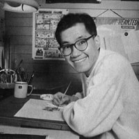 Akira Toriyama giovane mangaka nel suo Bird Studio